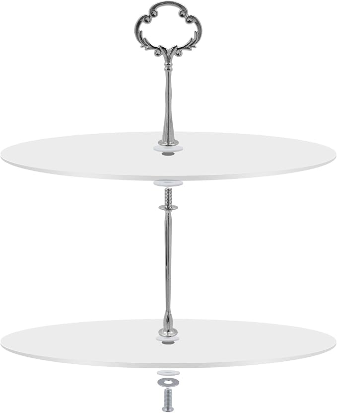 HEVSTIL 2-Tier Cake Stand Hardware Kit – 8PCS Flower Design Tray Fittings for DIY Wedding Cake Stands | Includes Gold & Silver Cake Stand Holders for Party Buffets, Showcases & Home Decor