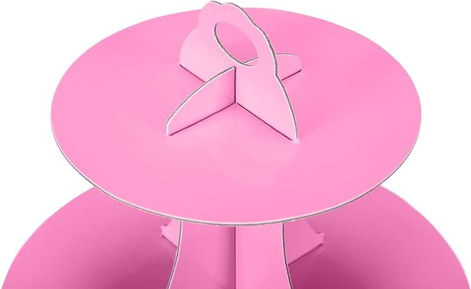 YLDW Cupcake Stand 2Pcs, 3-Tier Cupcake Stand Display, Cardboard Cup Cake Tower Stand, Disposable Dessert Stand for Birthday Tea Party Baby Shower Treat Decorations, Pink