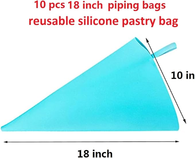 ANSLYQA Pastry Piping Bags Set, 28 Pcs Baking Tools | 10 Pcs Large 18 Inch Reusable Silicone Icing Bags, 8 Couplers and 10 Frosting Bag Ties for Cake Cupcake Decorating