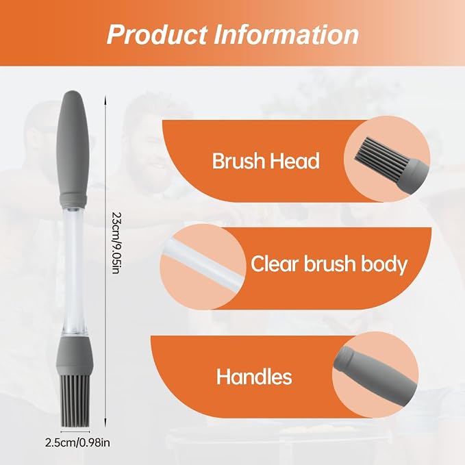 2PCS Silicone Oil Brush Basting Pastry Brush for Grilling BBQ Baking,2025 Silicone Oil Brush Basting Brush for Cooking,Pastry Brushes for Baking Cooking Kitchen Gadget Home Outdoor Use (5PC)
