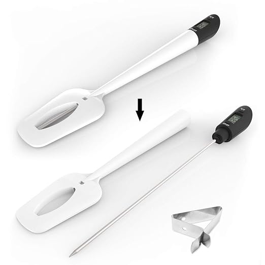 Efeng Digital Candy Thermometer Spatula Thermometer Meat Thermometer with Pot Clip & 9" Probe – Fast Instant Read Digital Food Thermometer for Candy Chocolate Jam Meat, BPA Free Silicon Frying