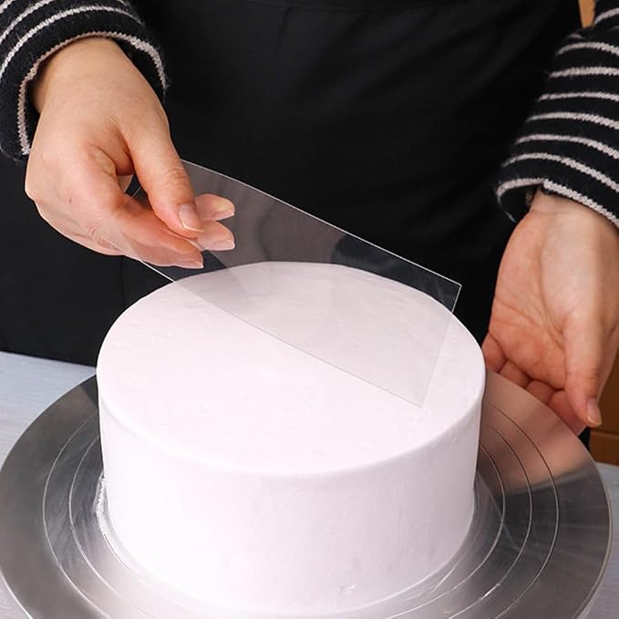 2PCS Cake Smoother Scraper Included 5 Transparent Scrapers, Flexible Plastic Cake Scraper Smoother for Bakery Pastry Cake Decoration Kitchen DIY Baking Tool (White + Pink)