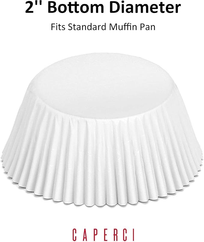 Caperci White Foil Cupcake Liners Standard Muffin Wrappers 150-Pack - Premium Greaseproof & Sturdy Cupcake Papers for Baking