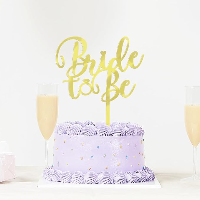 Mirror acrylic Bride to Be Cake Topper - Bridal Shower Cake Topper,for Wedding Shower;Engagement;Bachelorette;Hen Party Decorations (gold)