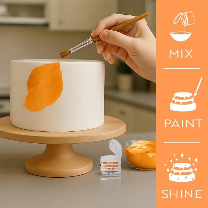 Luster Dust - Pumpkin Orange (4g 1x Jar) | Edible Vegan Dust & Paint for Cake Decorating, Ice Cream, Desserts, Cocktails and Beverages by Bakell