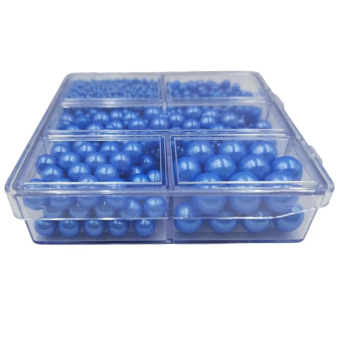 Blue Pearl Sprinkles for Cake Decorating, 4 Sizes Mix Size, Edible Pearls for Cupcake Topper, Ice Cream, Donuts, Baking Decoratings (2mm, 4mm, 7mm, 10mm)