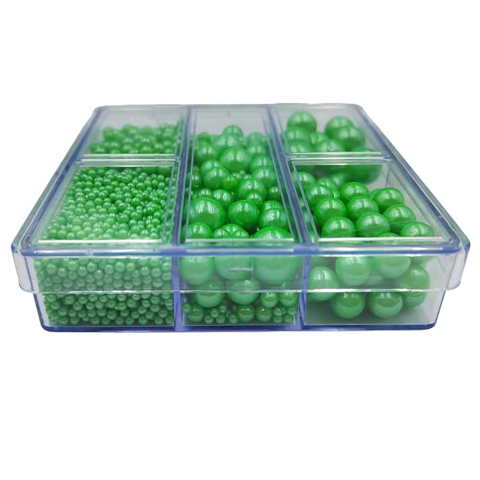 Green Pearl Sprinkles for Baking, 4 Sizes Mix Size, Edible Pearls for Cupcake Topper, Ice Cream, Cookie, Donuts, Cake Decorating (2mm, 4mm, 7mm, 10mm)