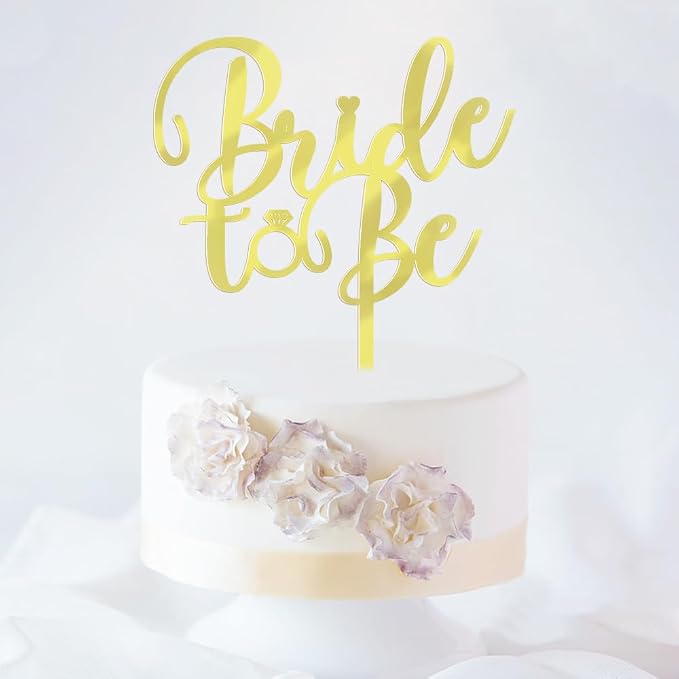 Mirror acrylic Bride to Be Cake Topper - Bridal Shower Cake Topper,for Wedding Shower;Engagement;Bachelorette;Hen Party Decorations (gold)