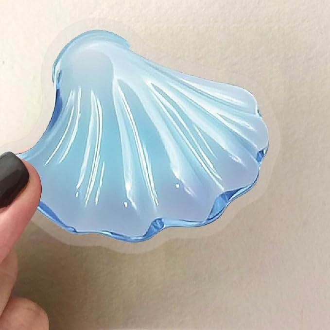 Seashell Stickers Pack, 50PCS PET Transparent Iridescent Conch Shell & Starfish Vinyl Decals, Waterproof Glittering Aesthetic Stickers for Scrapbooking, Water Bottle, Laptop, Phone Case Decor