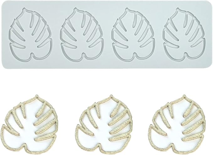 Fondant Silicone Moulds Tropical Leaves Silicone Imprint Mat Gum Paste Press Mold for Cake Chocolate Cupcake Decorating Cake Toppers Candy Cookies Resin Sugarcraft (A_9.44x3.08x0.12inch)