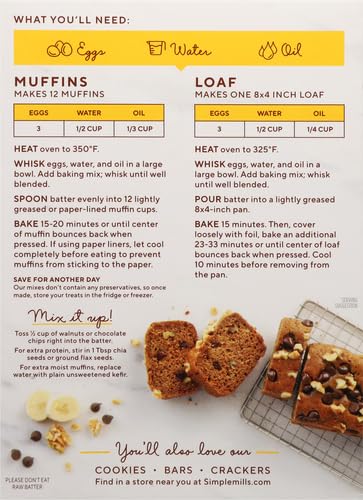 Simple Mills Almond Flour Baking Mix, Banana Muffin & Bread Mix - Gluten Free, Plant Based, Paleo Friendly, 9 Ounce (Pack of 2)