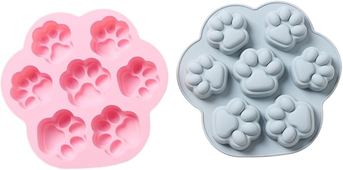 STOBAZA 2Pcs Non-stick Silicone Cat Paw Baking Molds Kit Pink Blue for DIY Cookies Chocolate Fondant Wear-resistant Household Silicone Mold for Cake Decorating and Craft Modeling