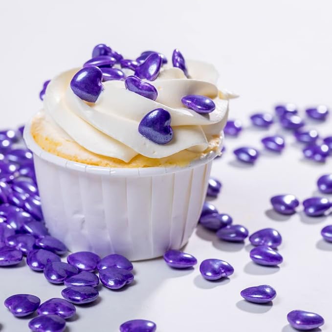 Purple Sprinkles Heart-shaped Cake Sprinkles 130g 4.6OZ,Cookie Sprinkles for cake decoration,Sugar Pearl, Edible Candy Pearls for Cake Cupcake Decorationg (Purple)