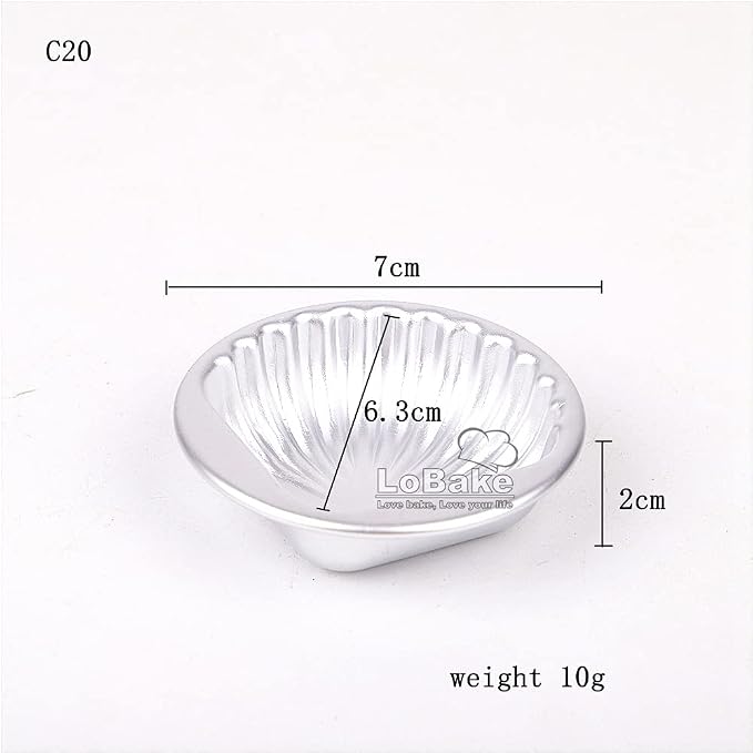 LoBake 10pcs per lot Various Design Fluted Edge Wavy Flower Cup Boat Round Shape Aluminium Tart Mould Jelly Pudding Cup Cupcake Mold Baking (C20)