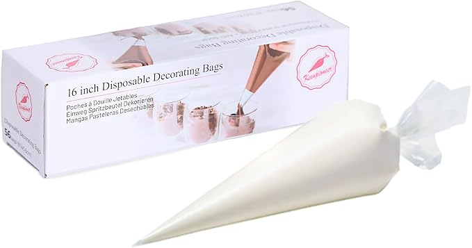 Keenpioneer Piping Bag - Disposable Cake Decorating Bag, Pastry Bag 56 Count, 16 inch, Clear
