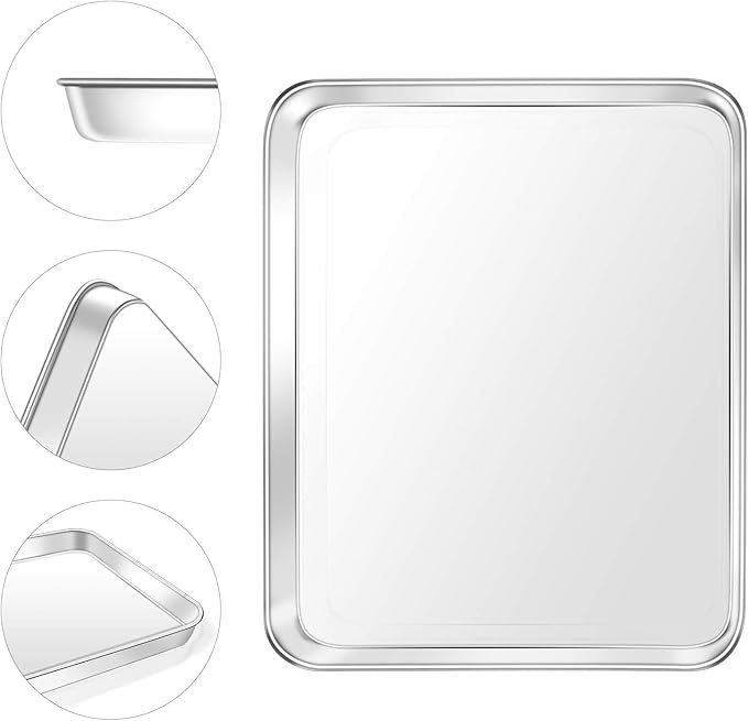 Baking Sheet, Yododo Stainless Steel Baking Pans Tray Cookie Sheet Toaster Oven Tray Pan Cookie Pan, Non Toxic & Healthy, Superior Mirror Finish & Rust Free, Easy Clean & Dishwasher Safe - 23½ inch