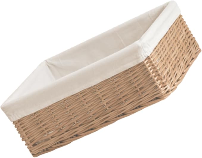 Handwoven Rattan Storage Basket with Removable Fabric Liner Desktop Organizers for Home Organization and Decoration Natural Fiber Closet Organizers Basket