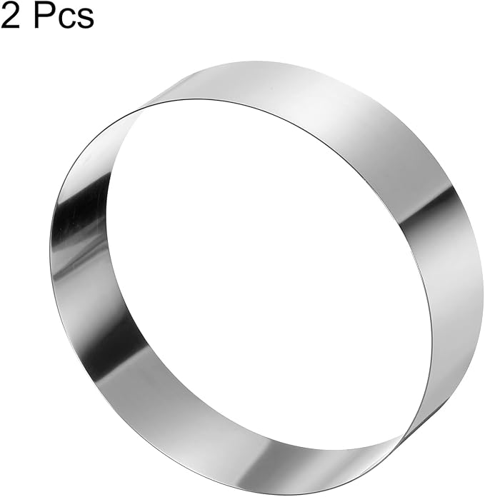 HARFINGTON 2PCS Round Cake Ring 9 x 2 Inch Seamless Stainless Steel Pastry Mousse Dessert Ring Mirror Coating for Baking Cooking Making Tool