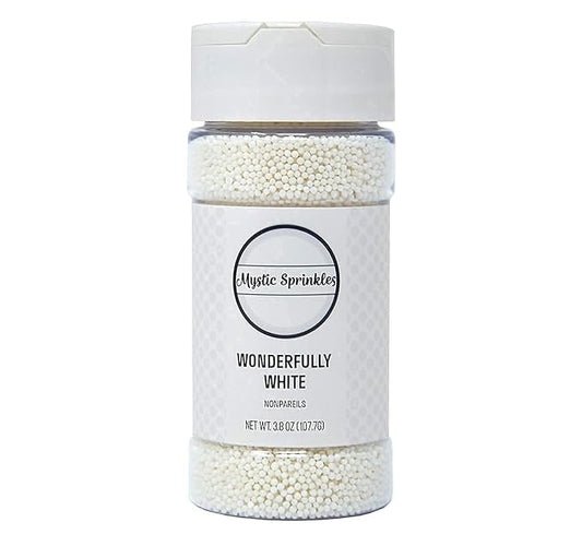 Mystic Sprinkles Solid Color Nonpareils 3.8oz Bottle (Wonderfully White)