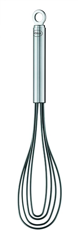 Rosle 95656 Stainless Steel & Silicone Flat Egg Beater Whisk 10.4 Inch, Silver