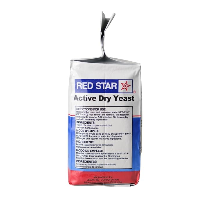 Red Star Active Dry Yeast, 16 oz (1 Pound) | 20 Pack Bulk Case | Vacuum Sealed Traditional Baker's Yeast for Bread Making, Pizza Crusts, & Commercial Kitchens | Non-GMO, Gluten-Free and Vegan