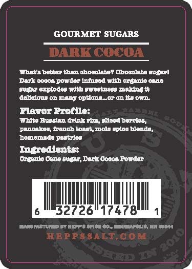 HEPP’S Salt Co. Chocolate Sugar | Artisan Dark Cocoa Sugar with Organic Cane Sugar | Small-Batch Baking Sugar for Coffee, Espresso, Cocktail Rims & Dessert Finishing