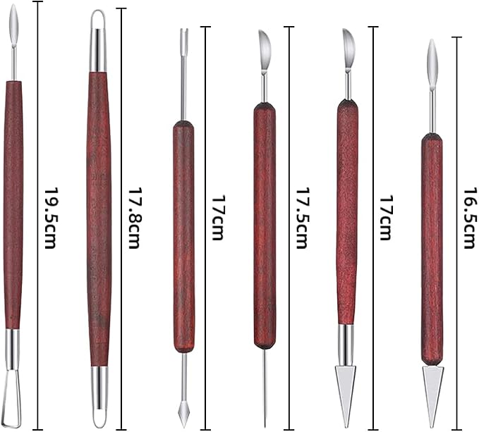 Pottery Tools and Supplies for Polymer, Yagugu 6Pcs Basic Wood Ceramics Carving Tool Supplies kit Accessories for Adults and Artists Modeling Shaping Building for Art&Craft