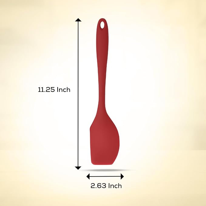 Mrs. Anderson’s Baking Silicone Scraper Spatula, Flexible And Nonstick, One-Piece Design, Red, For Mixing, Folding, Scraping, Baking, And Cooking