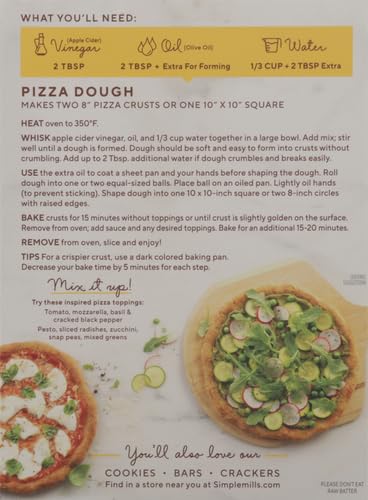 Simple Mills Almond Flour Baking Mix, Cauliflower Pizza Dough - Gluten Free, Vegan, Plant Based, 9.8 Ounce (Pack of 2)