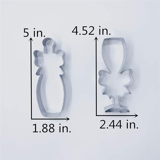 LILIAO Champagne and Champagne Glass with Ribbon Cookie Cutter for Wedding/Engagement - Stainless Steel
