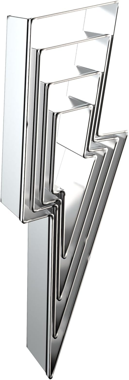 Lightning Bolt Cookie Cutter Set - 5 inch, 4 inch, 3 inch, 2 inch - 4 Piece Extra Lager Lightning Flash Icon Cookie Cutters Shapes Molds - Stainless Steel