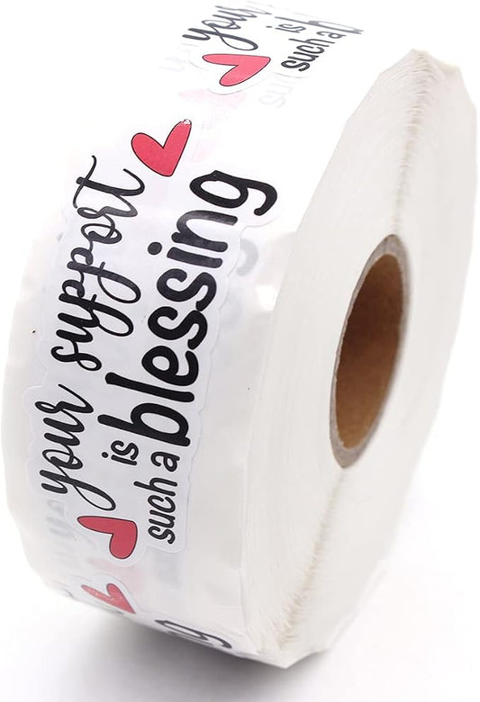 Your Support is Such a Blessing Stickers,Small Business Online Retailers Order Thank You Stickers,Thanks for Your Support Paster, Mail Envelopes Shipping Supplies 500 PCS