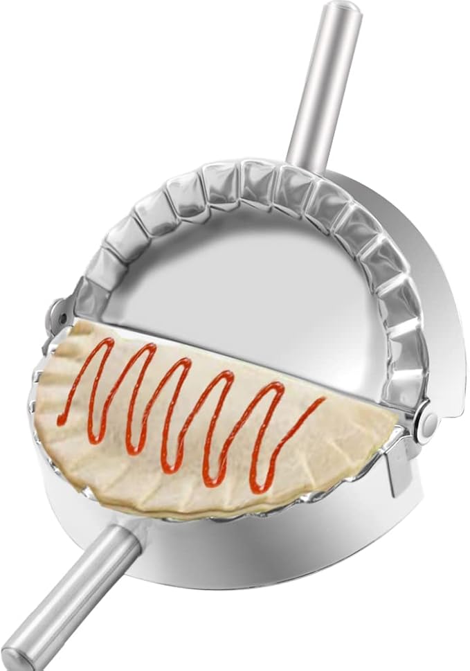 COTEY 6 Inch Empanda Press, Large Stainless Steel Dumpling Maker, 2-in-1 Dough Cutter/Dumpling Mold for Empanada, Dumpling, Ravioli, Pierogi & Hand Pie