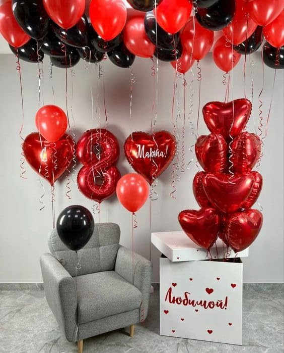 Red Number 8 Balloon 40 Inch, 8th Birthday Party Decorations for Children, Giant 8 Foil Balloon for Party Supplies