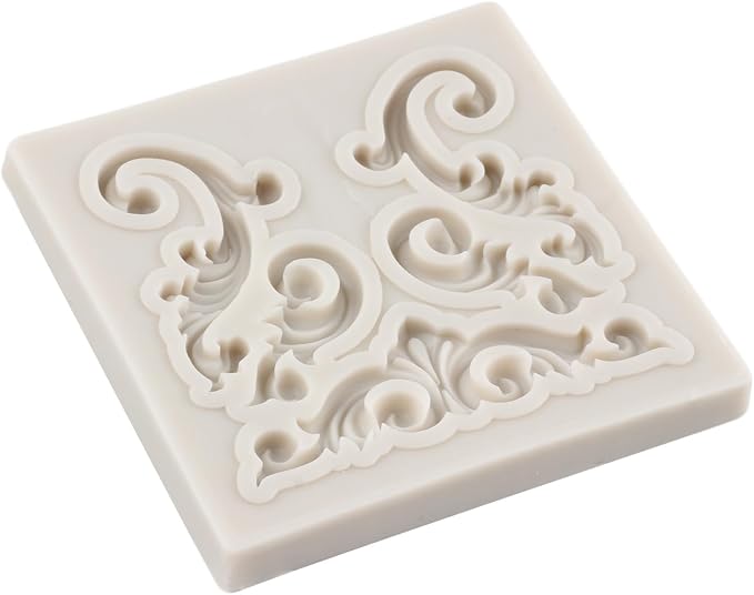 Baroque Silicone Molds - Curlicues Scroll Lace 3D Sculpted Fondant Relief Flower Filigree Molds For Cake Decorating Cupcake Topper Chocolate Gum Paste Candy Polymer Clay