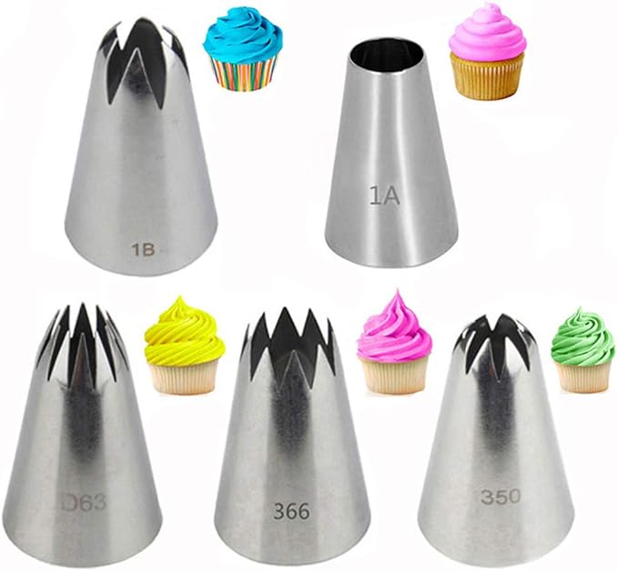 FantasyDay 5 piece Stainless Steel Piping Tips Piping Nozzles Cake Decorating Supplies Cookies Cupcake Icing Decorating Supplies Decorating Kits Frosting Icing Tips Baking Set Tools