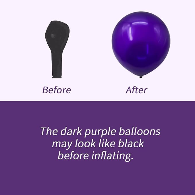 136-Pack Metallic Purple & Lavender Lilac Balloon Garland Kit - Chrome Purple, Dark/Light Purple Balloons with Confetti for Princess Birthday, Wedding, Baby Shower, Bachelorette Decor