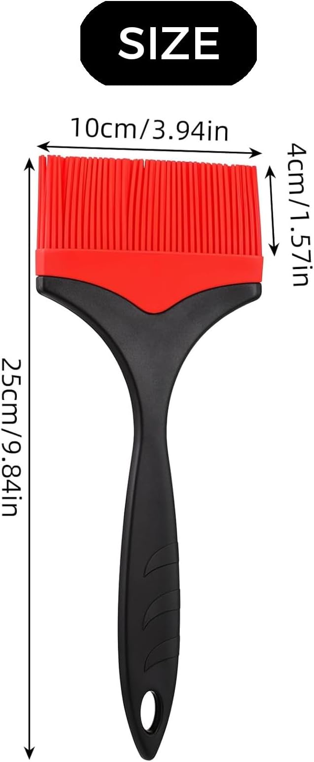 2 Pack Silicone Basting Brush, Large Wide Cooking Brush for Oil, Butter & Sauce, Heat Resistant Non-Shed BBQ Pastry Brush for Grilling, Baking, Dishwasher Safe (Red)