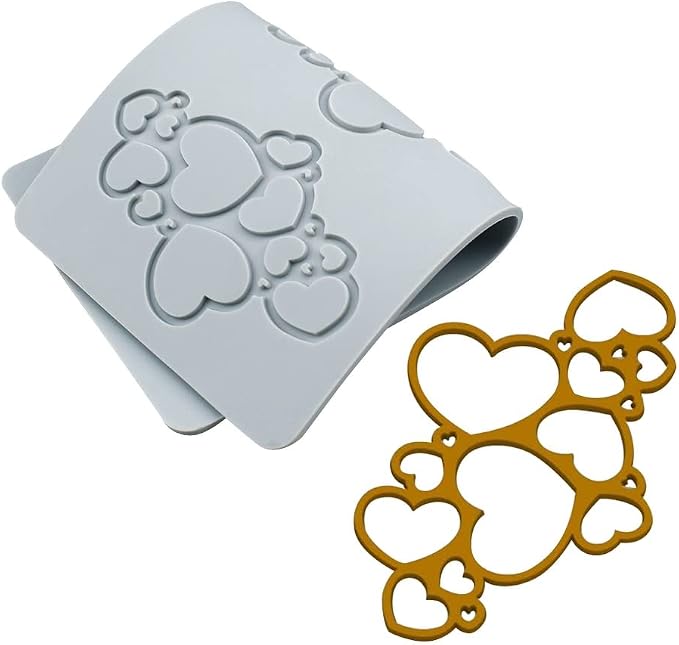 TUKE 3D Leaves Silicone Molds Flower Cake Fondant Mat Bee Leaf Pastry Moulds Rose Impression Chocolate Hollow Lace Mold (Love_8.8x4.6x0.12inch_D)