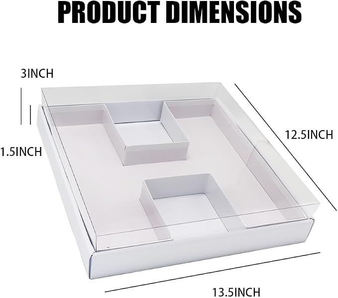 WENPACK 12.5" Cardboard Letter Shaped Mache Decorative Strawberries Fillable Sweets Flower Box with Clear Lid (White, H)