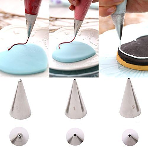 3-Piece Extra-Fine CAKE DECORATING TIPS SET¨C Meringue Icing Tips Piping Nozzles ¨C 3 Size Stainless Steel Icing Tips - for easy cake cupcake dessert cookies decorating
