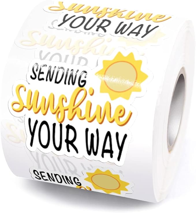 Sending Sunshine Your Way Stickers,Small Business Order Gift Happy Mail Packaging Online Retailers Mailbox Envelopes Shipping Supplies Stickers, 500 PCS | 500 Pcs Per Roll, Self-Adhesive Labels, Shipping Envelope Stickers, Small Business Packaging Supp...