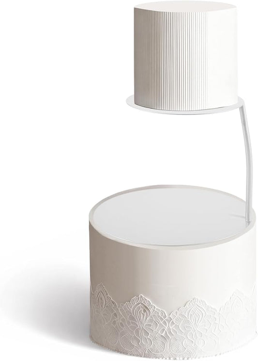 LemonRoad 4''+6'' White Floating Cake Stand 2 Tier Metal Wedding Cake Stand Spacer Separator Round Decorative Dessert Display Riser Pastry Holder for Birthday Anniversary Party Centerpiece (Classic)