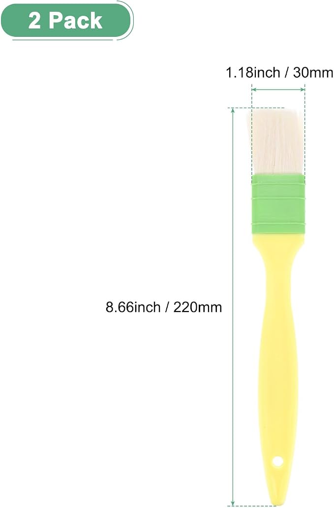 M METERXITY 2-Pack Pastry Brush, Wool Basting Baking BBQ Oil Brush for Cooking/Barbecue/Kitchen [1.2"]