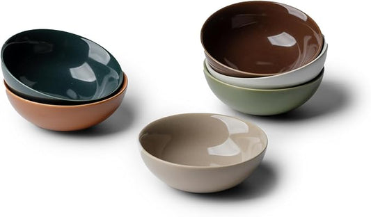 Ceramic Pinch Bowl Set of 6, 3.4 oz Small Prep Bowls for Spices, Condiments, Sauces