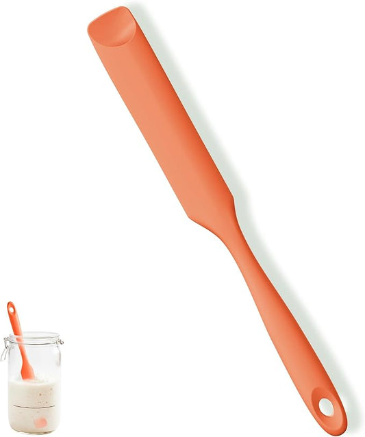 U-Taste Silicone Jar Spatula for Sourdough Starter: Long Skinny Food-Grade Jam Spreader, Sturdy Stirring Stick Bowl Scraper with Flexible Spoon Tip, Mixing Icing Tool, Peanut Butter Knife (Orange)