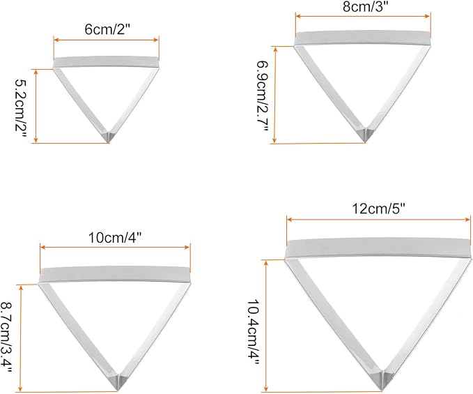 HARFINGTON Triangle Cookie Cutter Set Assorted Sizes Stainless Steel Geometric Baking Pastry Cookie Cutters Molding for Pastry Fondant Cake Cookie