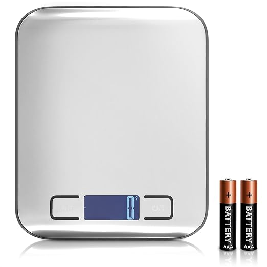Food Scale with 4-Point Sensor - Kitchen Scales Digital Weight Grams and Ounces, kg, lb, ml, Milk ml with LCD Display, 22lb Load, 0.05oz Increments, Tare & Auto-Off Feature - for Cooking and Backing