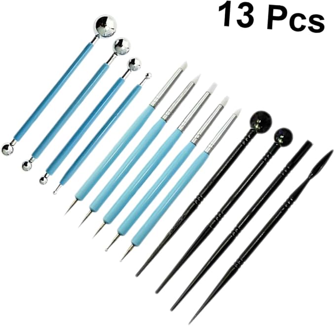 Unomor 13pcs Fondant Sculpting Tools Kit for Cake Decoration Versatile Modeling Pens for Sugar Craft Clay Pottery and Diy Projects Easy to Use for Beginners and Professionals