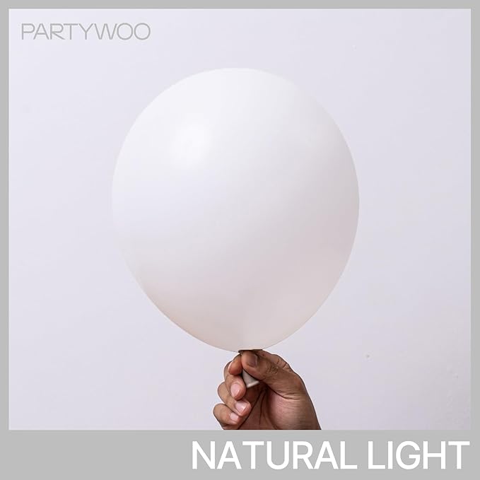 PartyWoo White Balloons 100 pcs Different Sizes Pack of 36 18 12 10 5 Inch Matte White Latex Balloon Arch Kit Garland for Wedding Bridal Graduation Baby Shower Birthday Party Decorations White-Y13